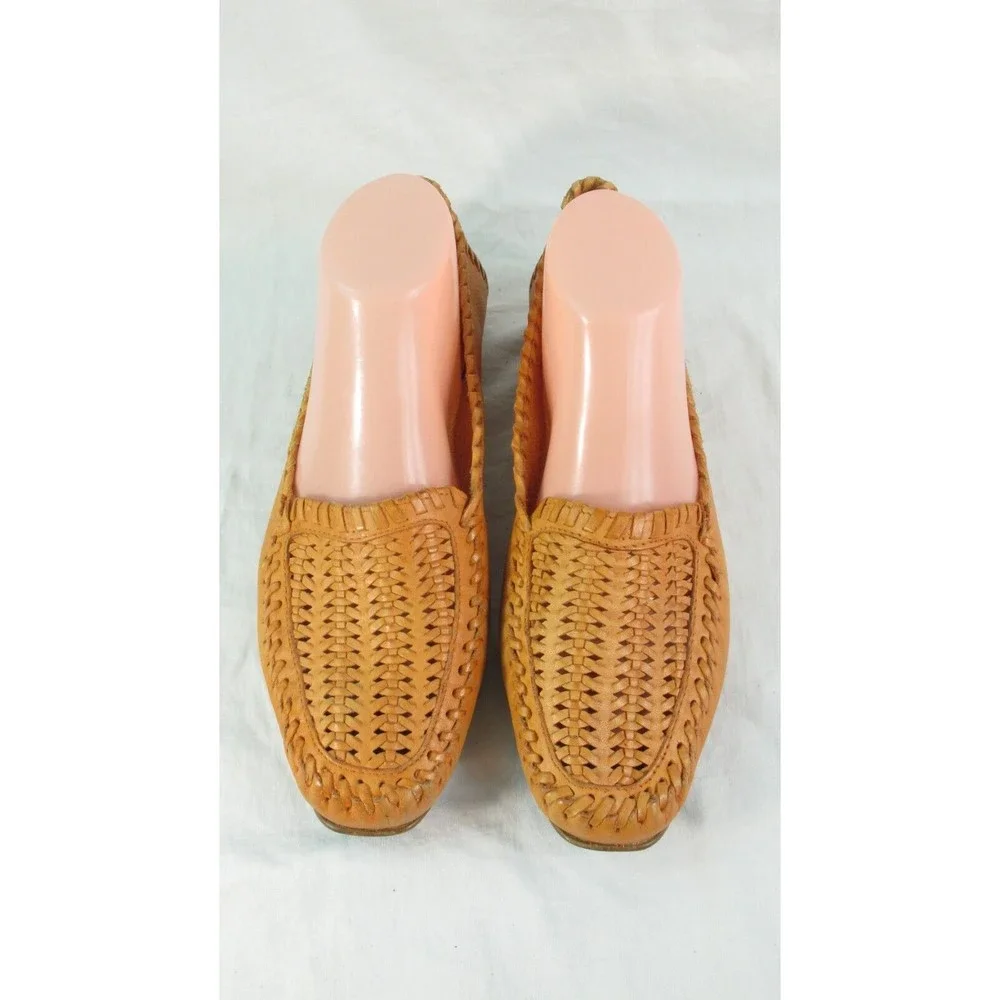 Gloria Vanderbilt Woven Leather Moccasin Loafers Flats Orange Women's Size 10 M - Picture 2 of 9